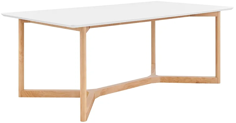 Aren 79 1/4" Wide White Lacquer Natural Wood Dining Table
