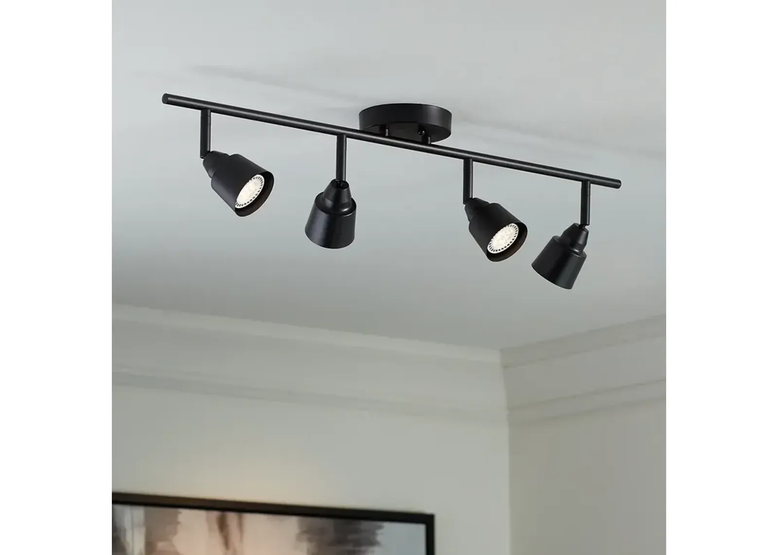 Pro-Track 4-Light Black GU10 LED Wall or Ceiling Track Fixture