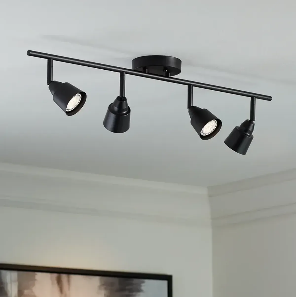 Pro-Track 4-Light Black GU10 LED Wall or Ceiling Track Fixture