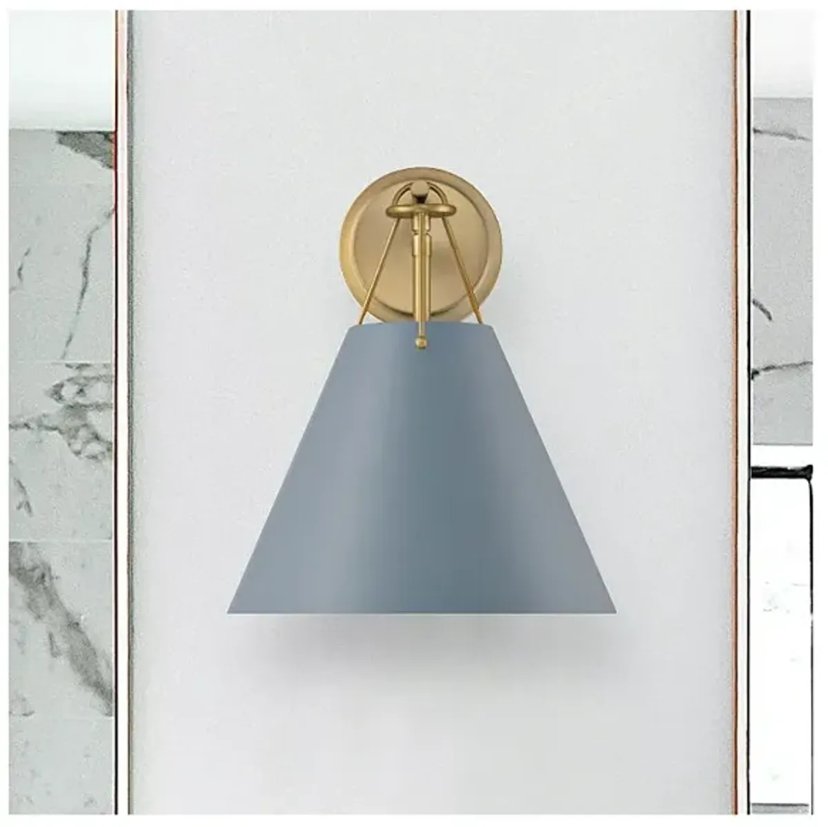 Xavier 12 1/2" High Vibrant Gold Wall Sconce with Blue Shade