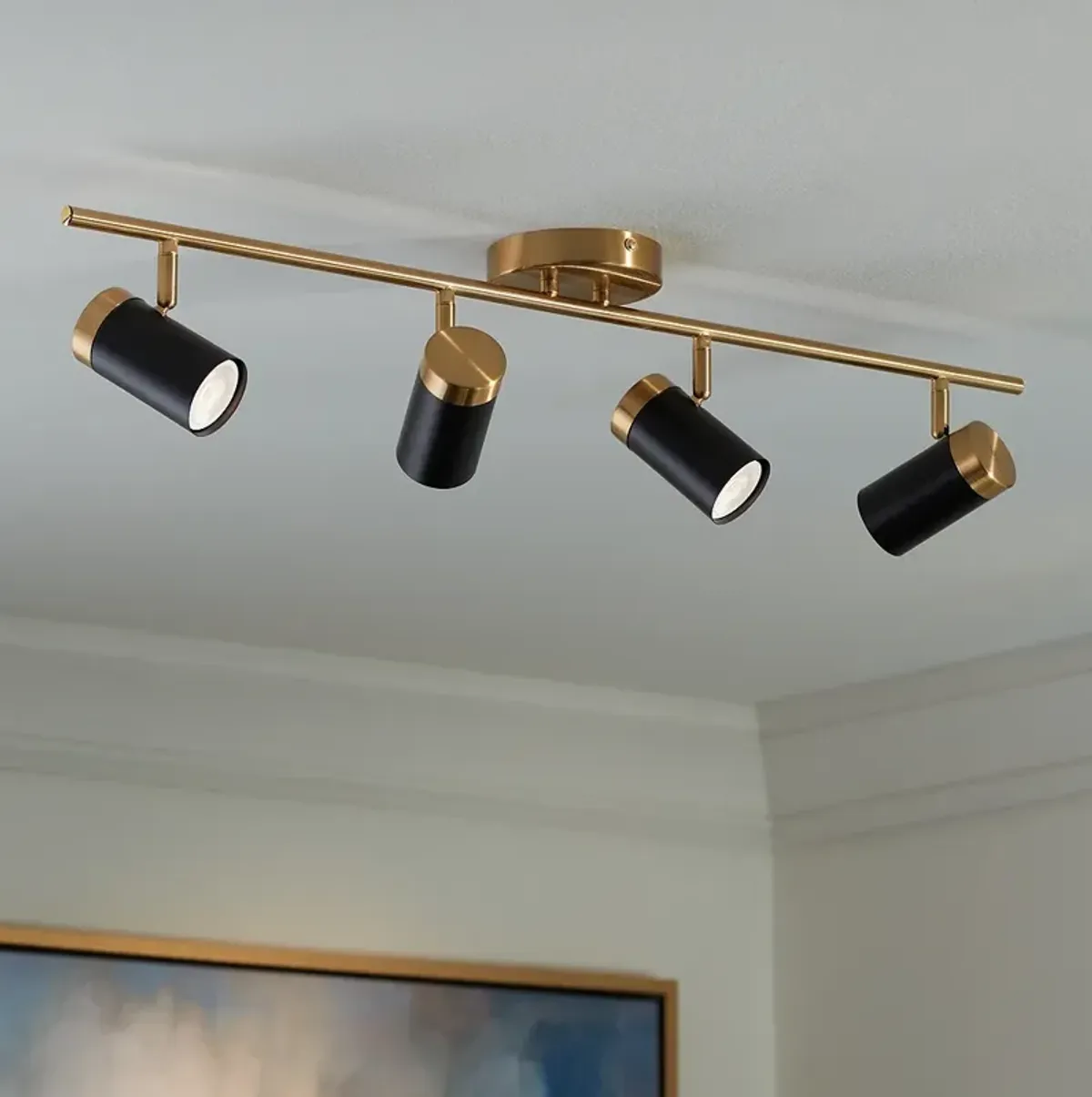 Pro Track 4-Light Black/Gold LED Track Fixture