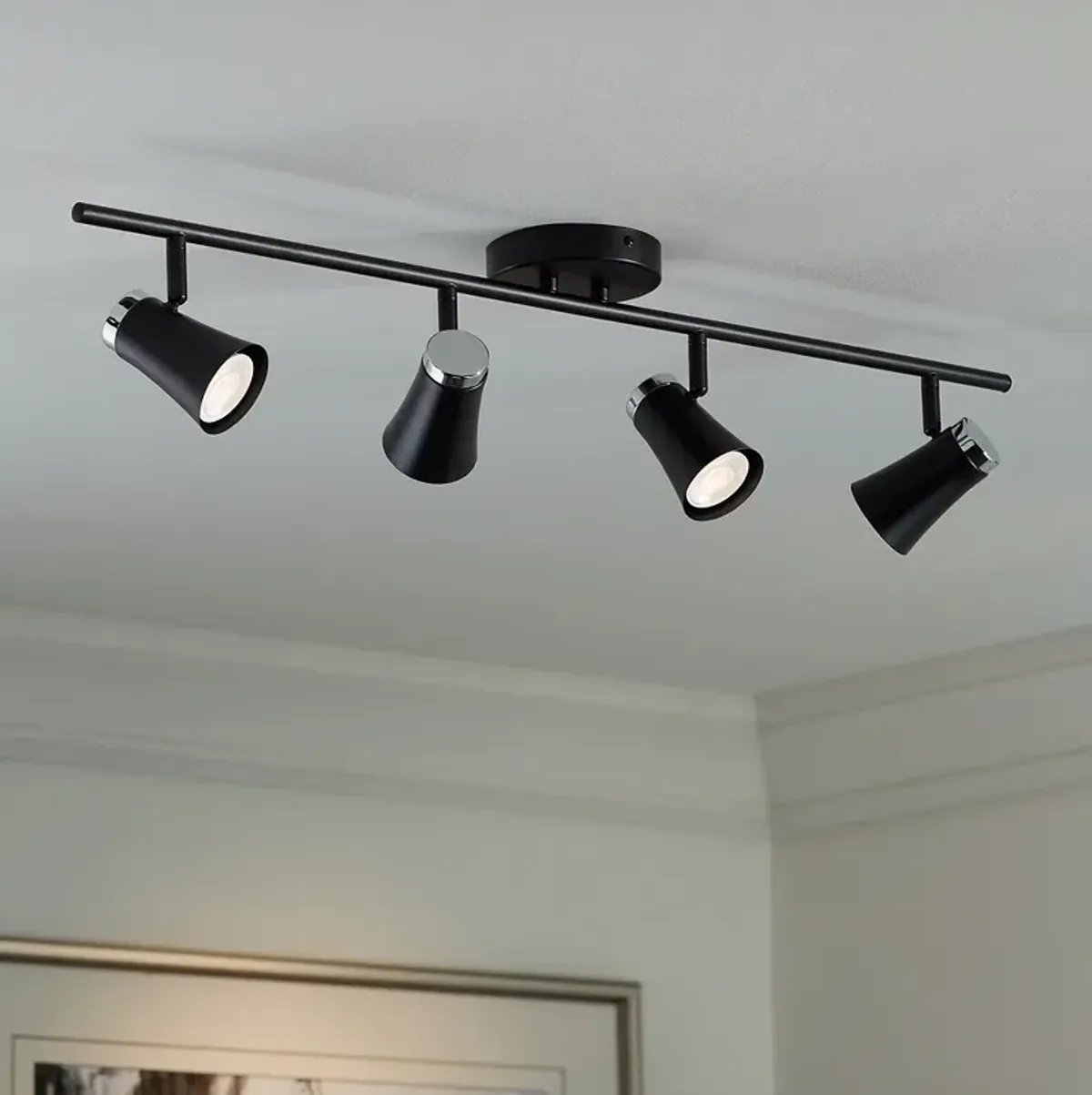 Pro Track  4-Light Black-Brushed Nickel LED Track and Ceiling Fixture