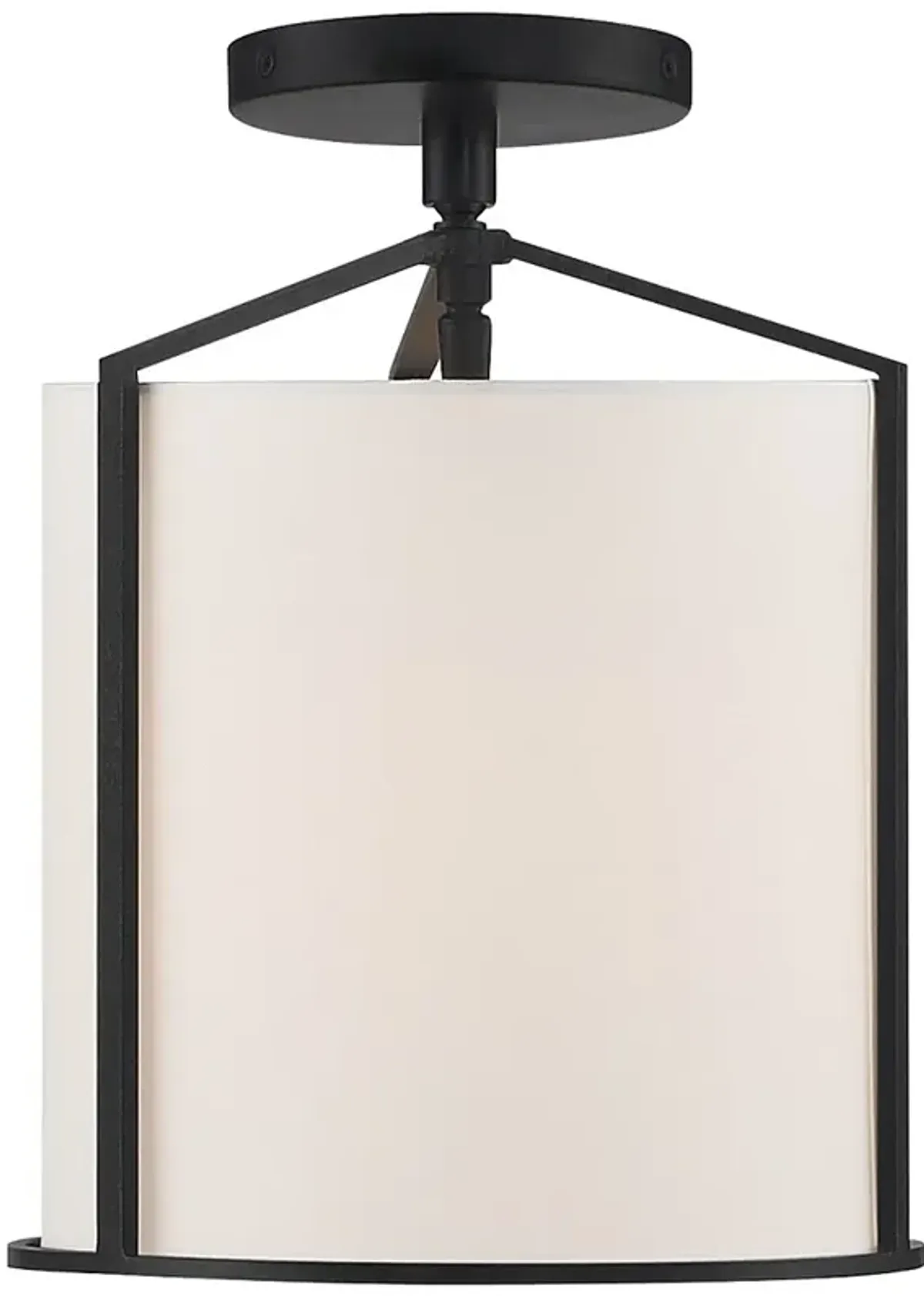 Crystorama Carlyn 10" Wide Black Finish White Silk Ceiling Light