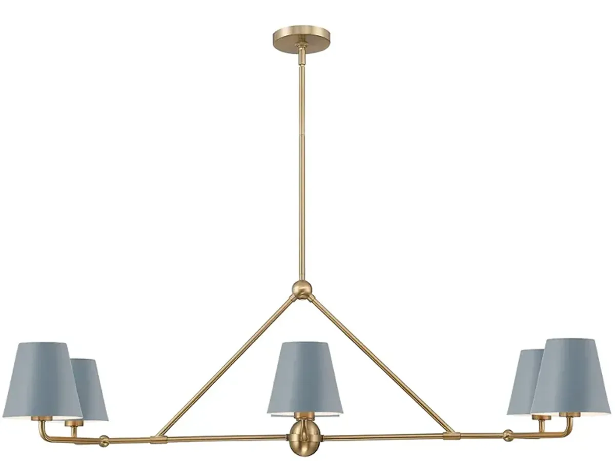 Crystorama Xavier 6 Light Vibrant Gold + Blue Chandelier