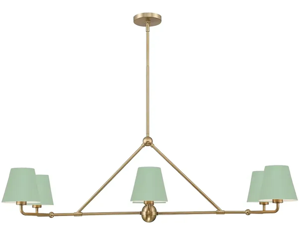 Crystorama Xavier 6 Light Vibrant Gold + Green Chandelier