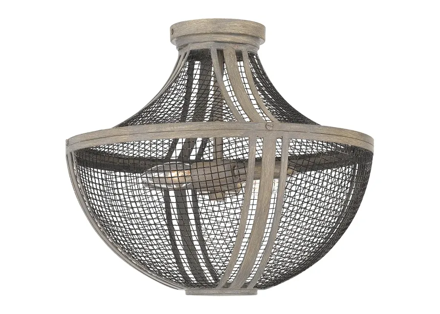 Hallie 2-Light Distressed Grey Wood Semi-Flush Mount Light