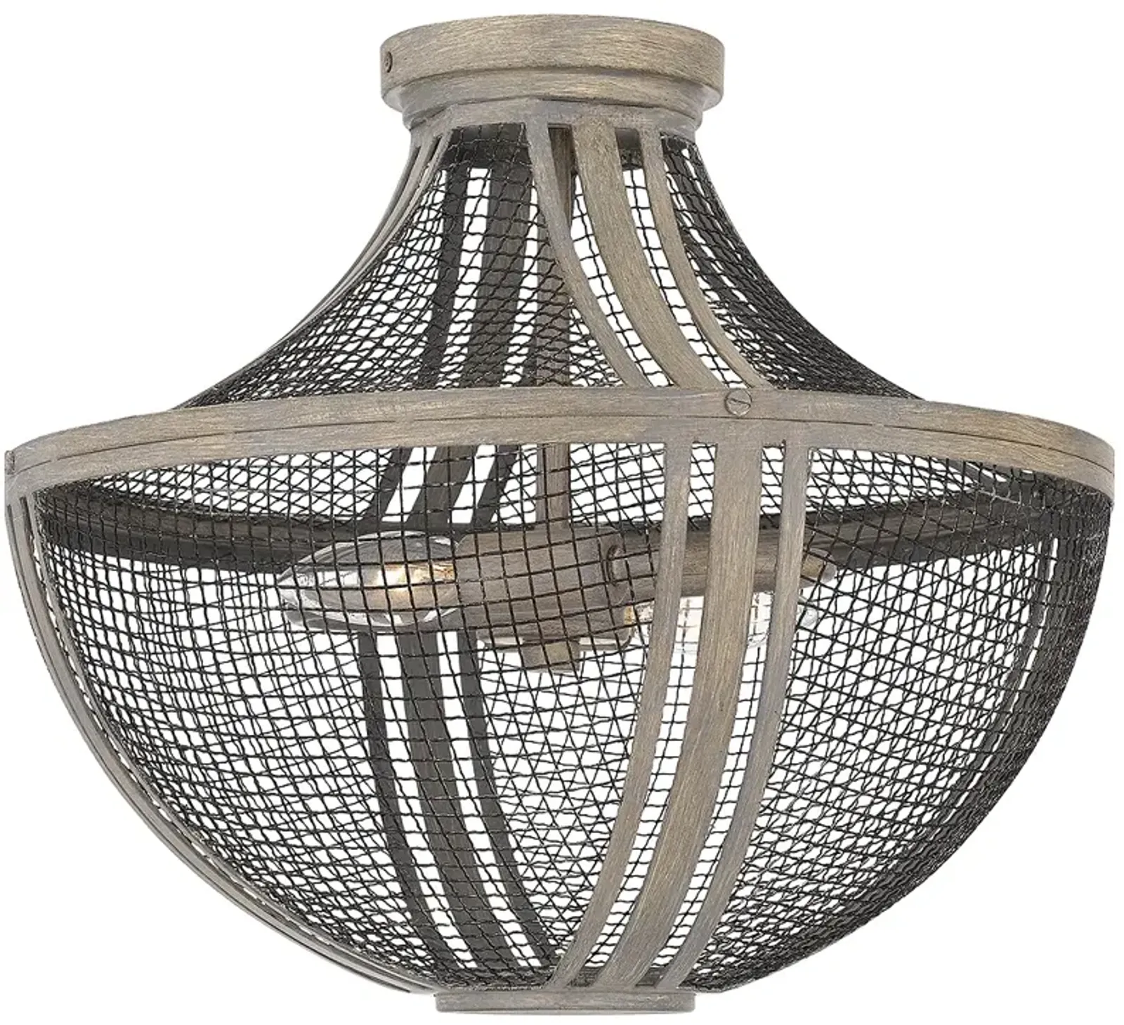 Hallie 2-Light Distressed Grey Wood Semi-Flush Mount Light