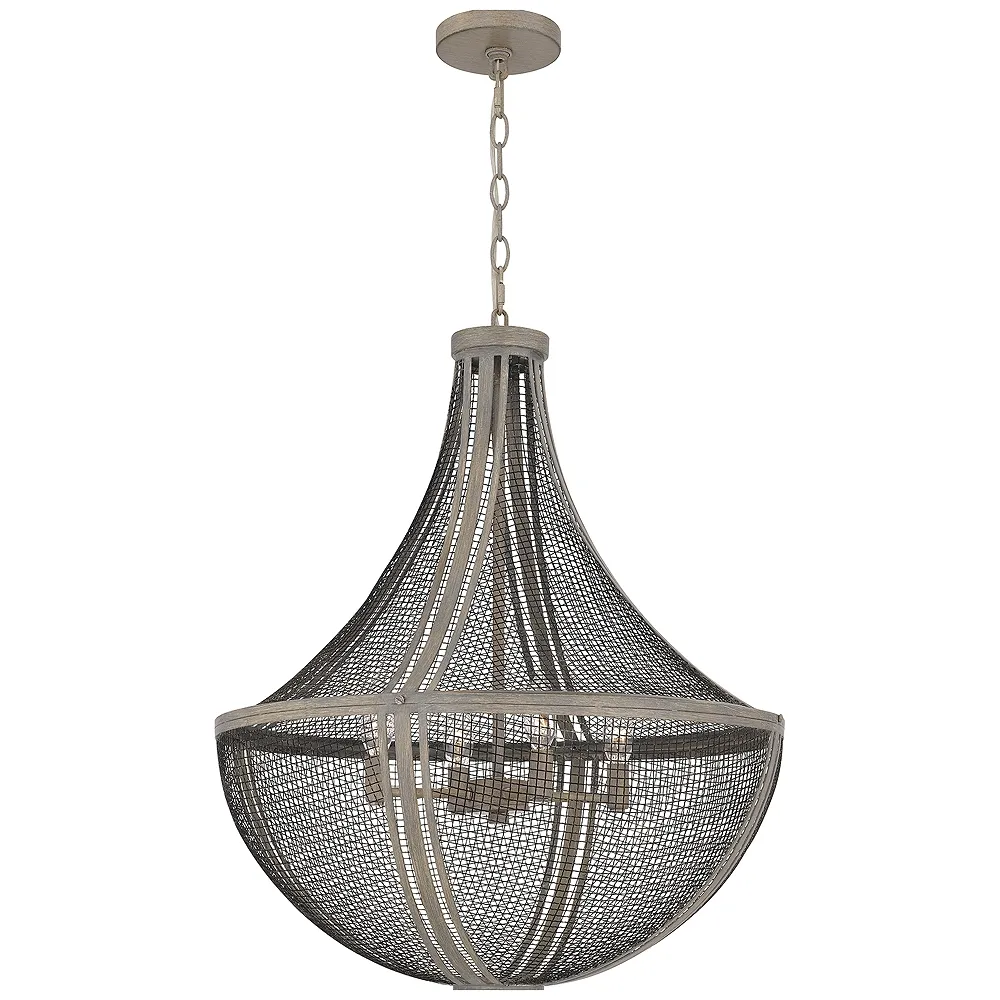 Hallie 4-Light Distressed Grey Wood Pendant Light