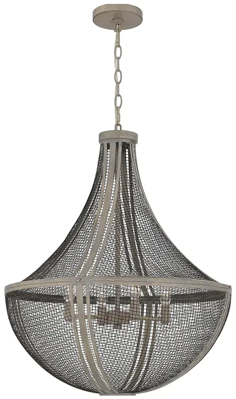 Hallie 4-Light Distressed Grey Wood Pendant Light