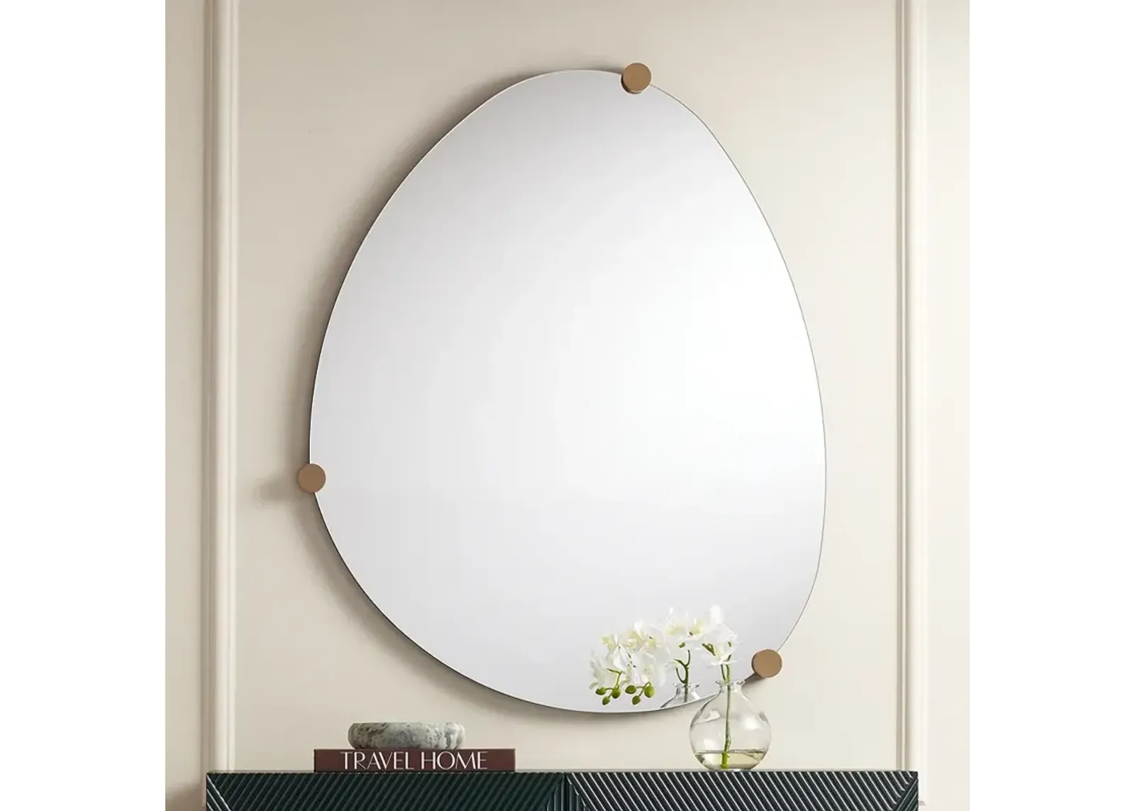 Possini Euro Marken 29" x 36" Champagne 3 Knob Wall Mirror