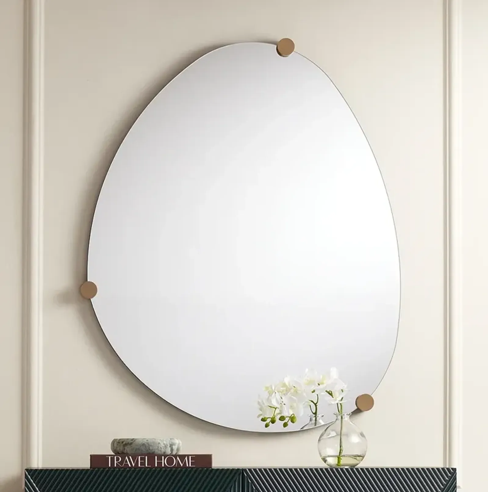 Possini Euro Marken 29" x 36" Champagne 3 Knob Wall Mirror