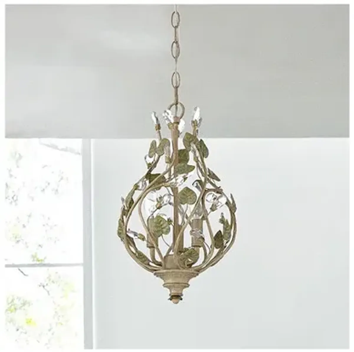 Josie 9" Wide Champagne Green Tea 3-Light Mini Chandelier