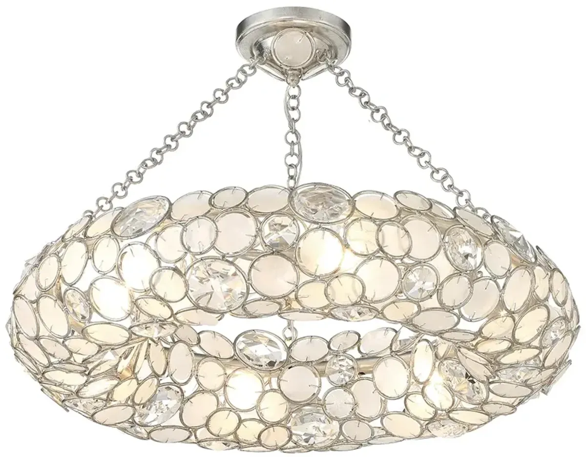 Crystorama Palla 6 Light Antique Silver Semi Flush Mount