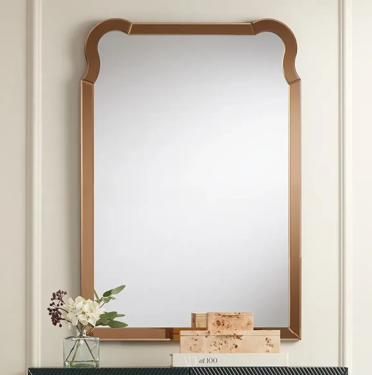 Nadia 27" x 39" Warm Gold Rectangular Wall Mirror