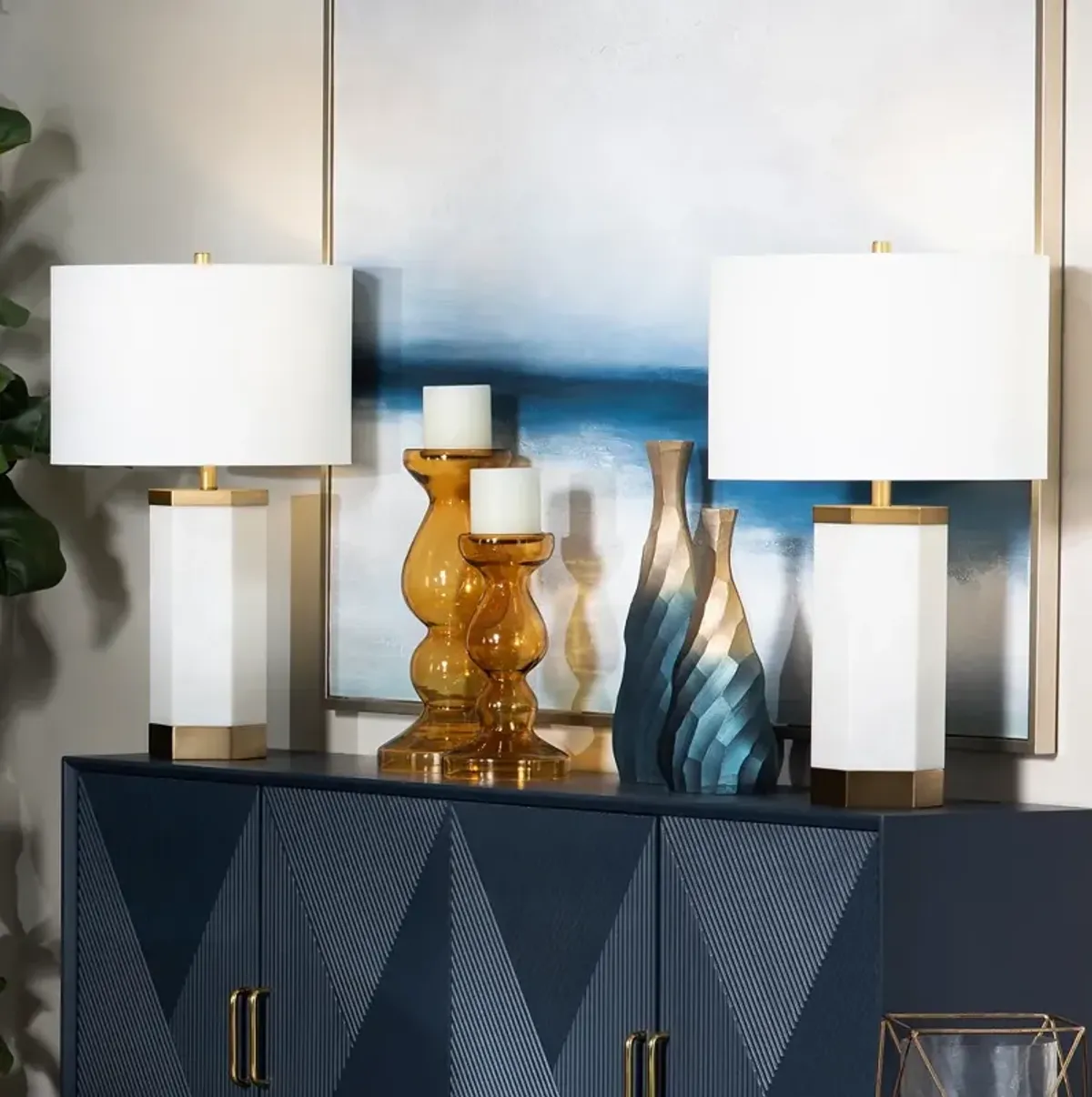 Crestview Morrison 30" High White and Brass Modern Table Lamp