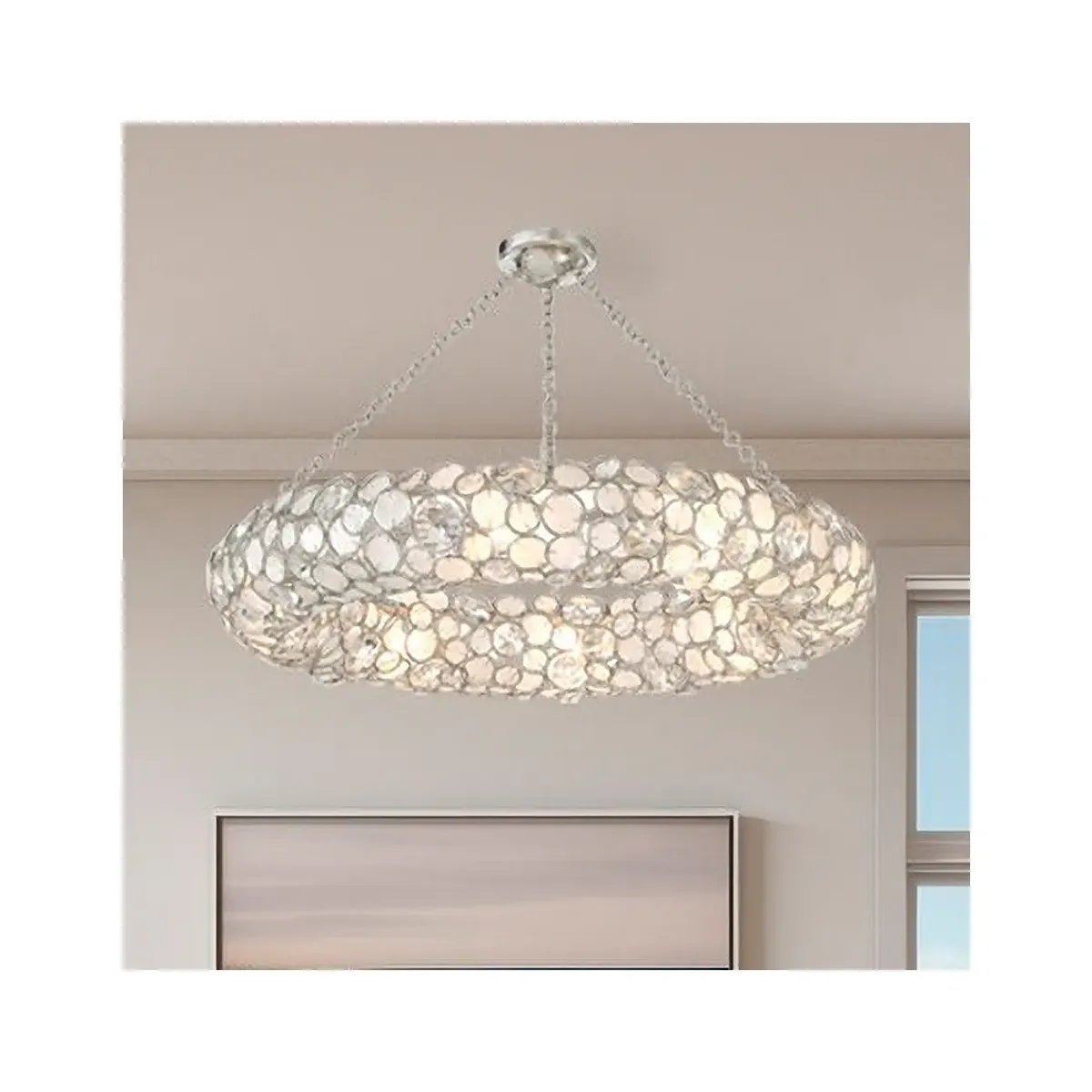 Crystorama Palla 32"W Antique Silver Ceiling Light