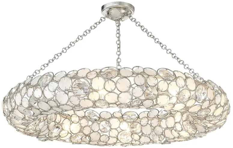 Crystorama Palla 8 Light Antique Silver Semi Flush Mount