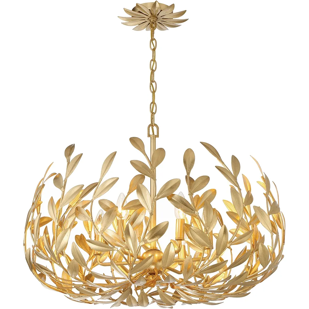 Crystorama Broche 6 Light Antique Gold Chandelier