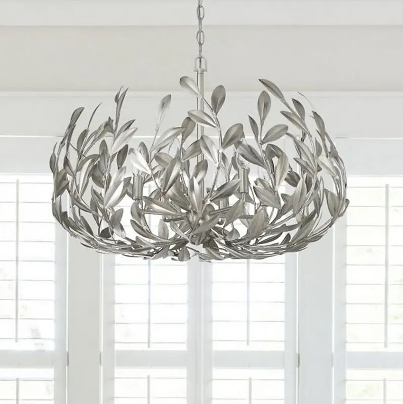 Crystorama Broche 6 Light Antique Silver Chandelier