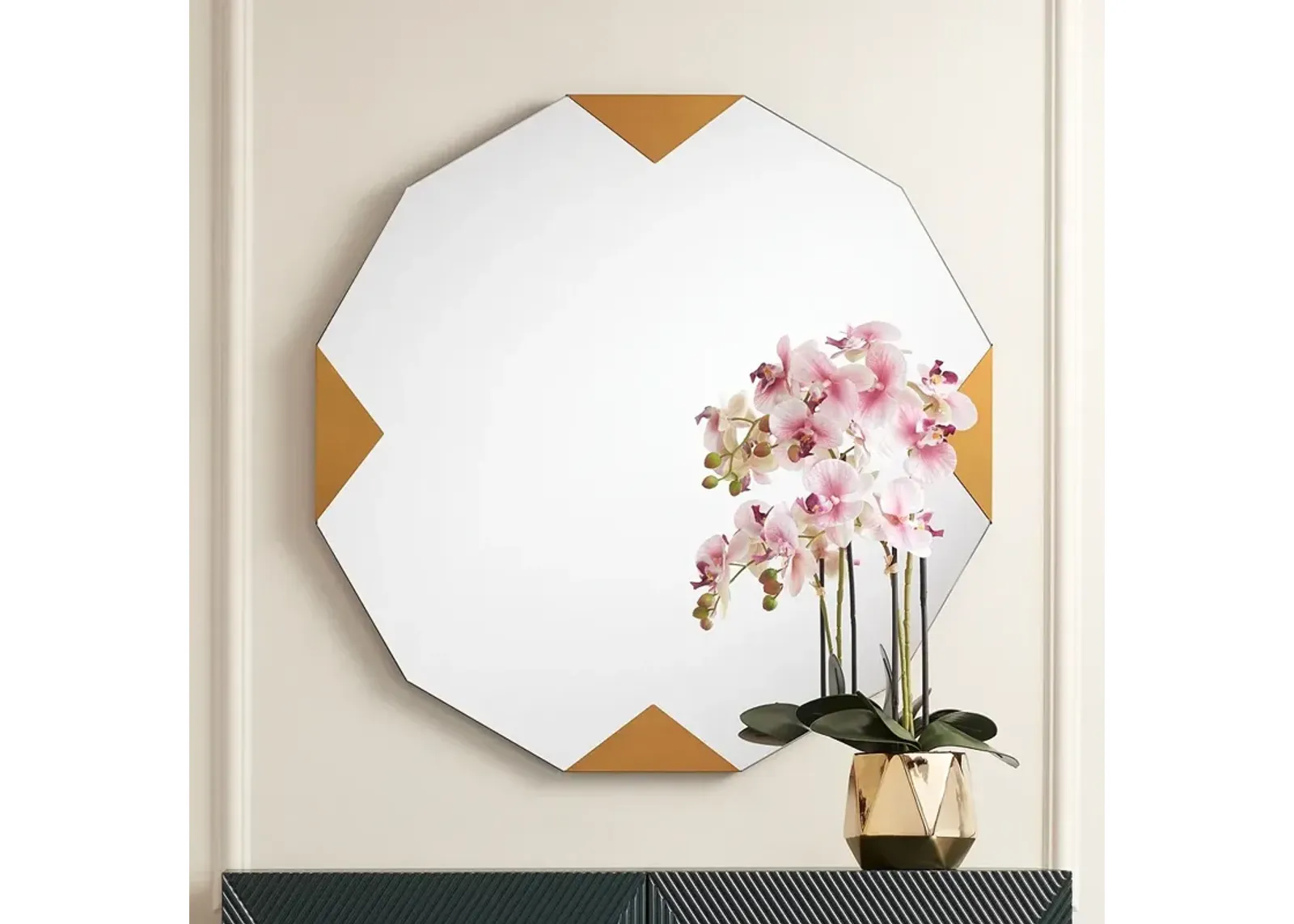 Possini Euro Drayden 31" x 31" Golden Triangles Wall Mirror