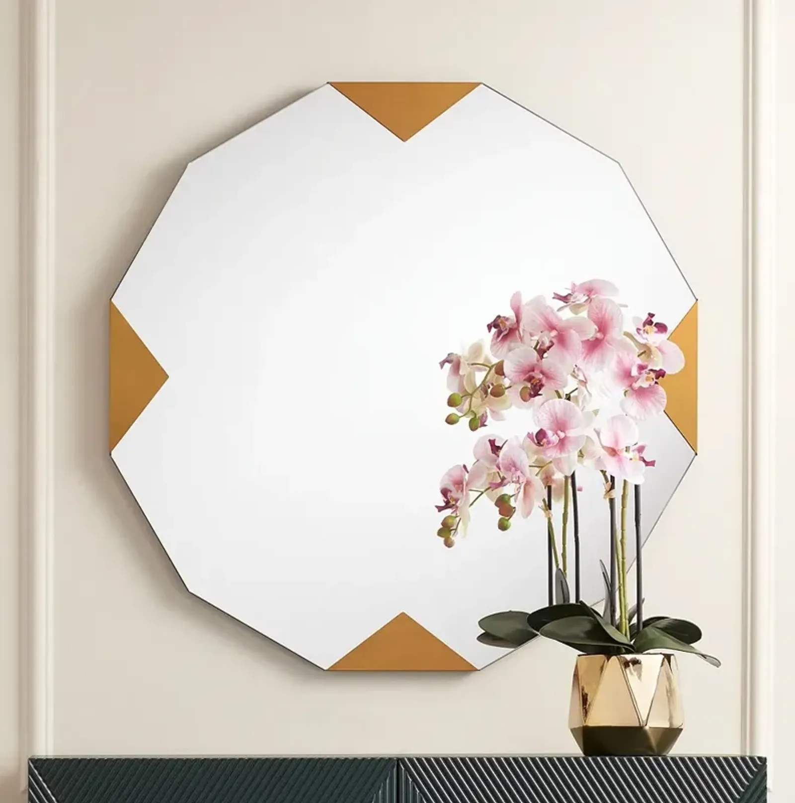 Possini Euro Drayden 31" x 31" Golden Triangles Wall Mirror