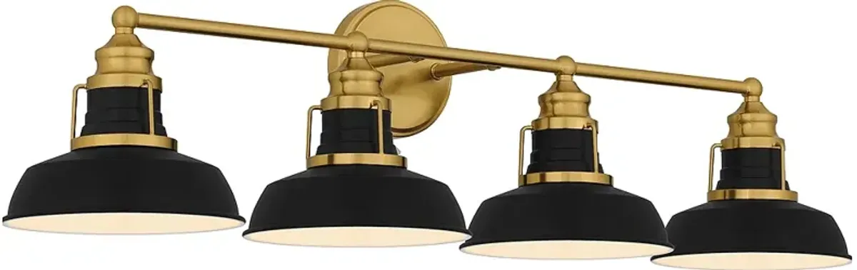 Quoizel Huxley 34 1/2" Wide Aged Brass 4-Light Bath Light