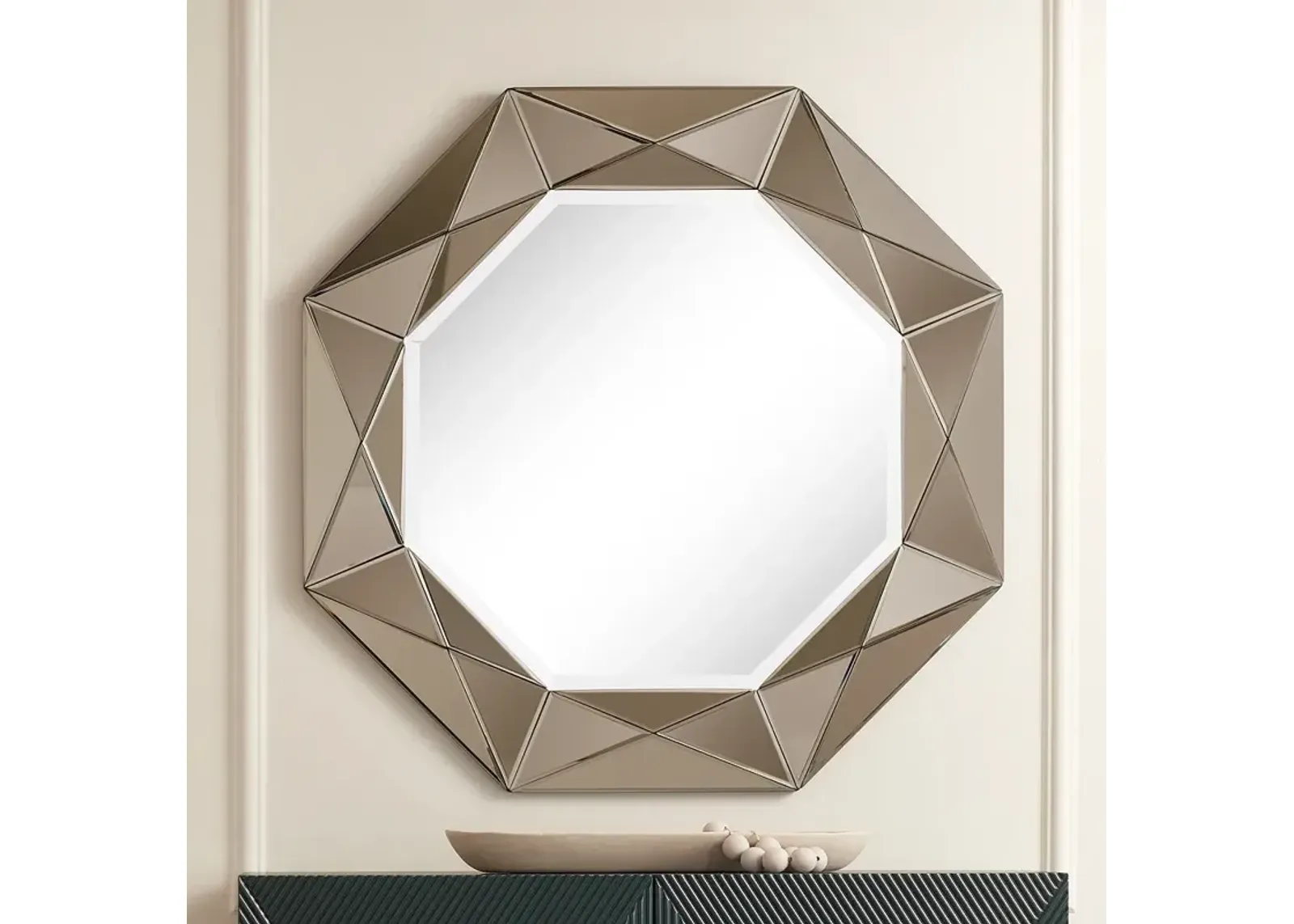 Possini Euro Aubrey 33" x 33" Champagne Beveled Wall Mirror