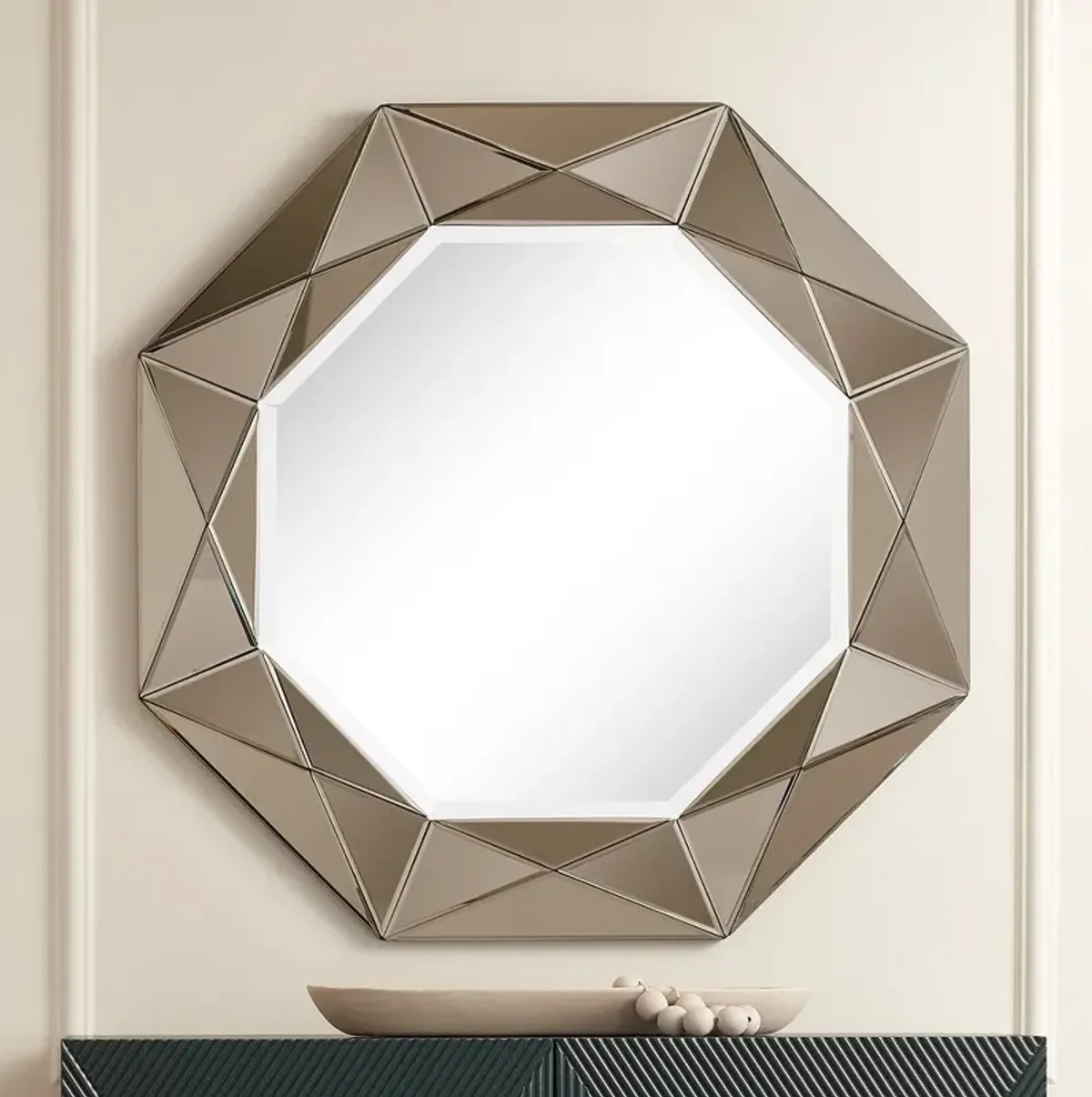 Possini Euro Aubrey 33" x 33" Champagne Beveled Wall Mirror