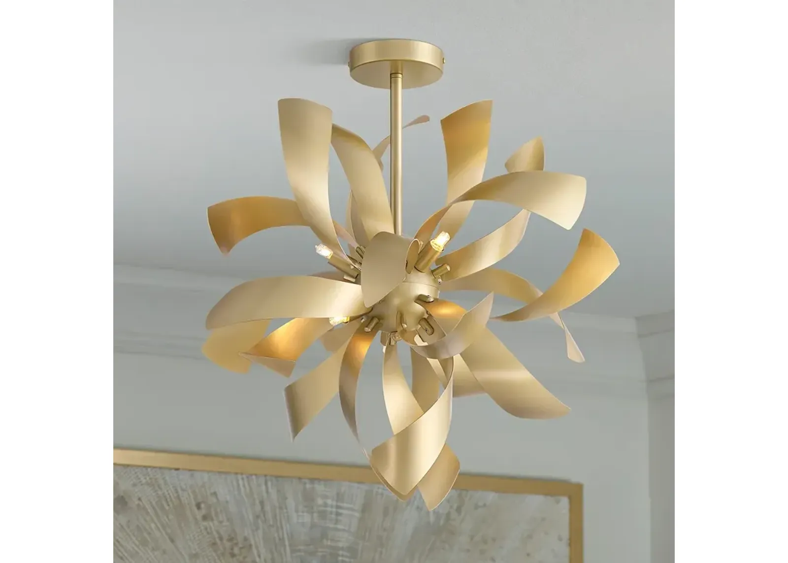 Possini Euro Verity 22" 6-Light LED Modern Gold Twisted Ceiling Light