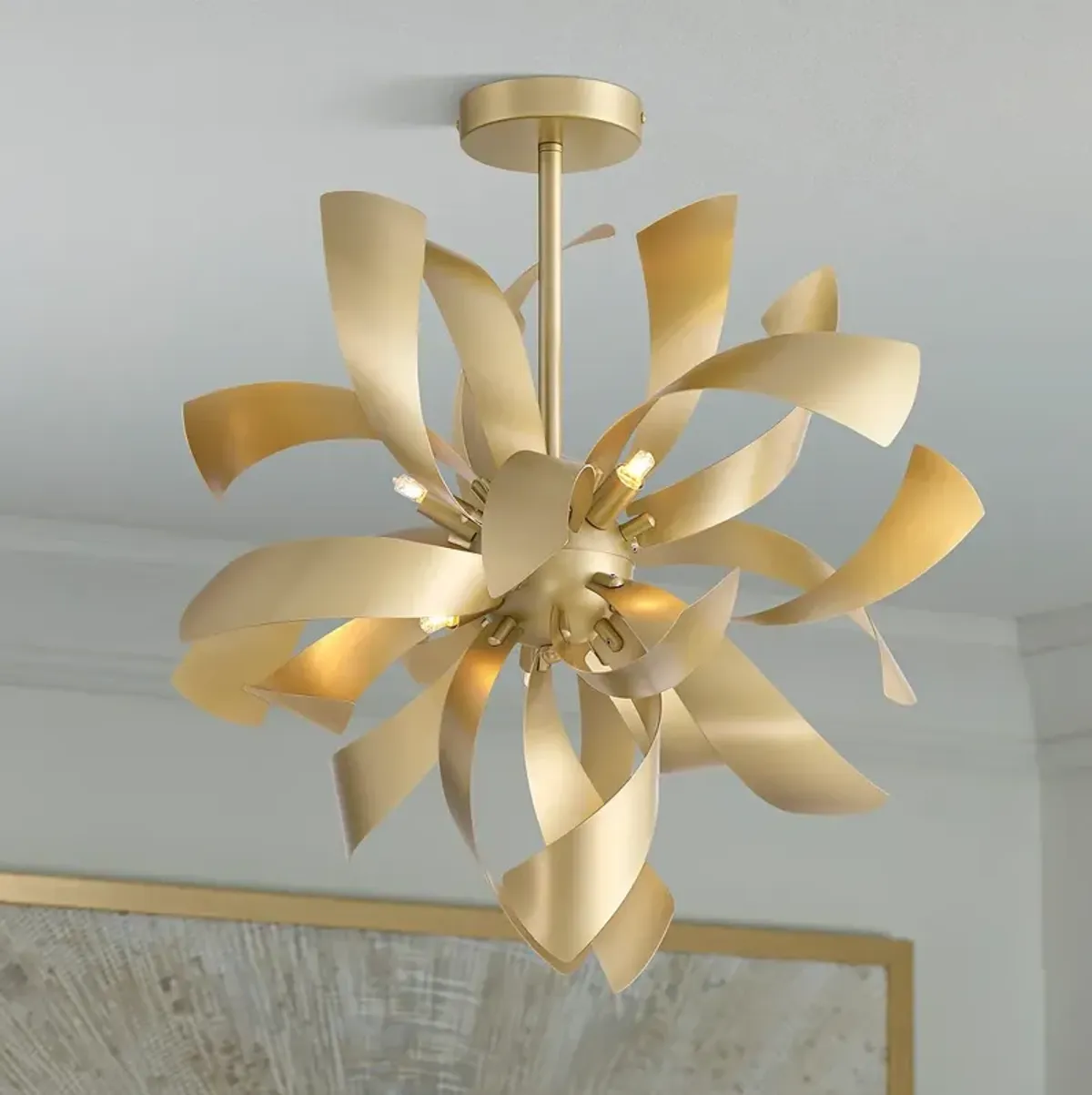 Possini Euro Verity 22" 6-Light LED Modern Gold Twisted Ceiling Light