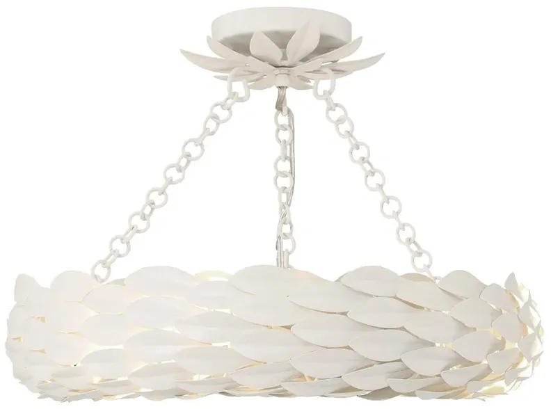 Crystorama Broche 6 Light Matte White Semi Flush Mount