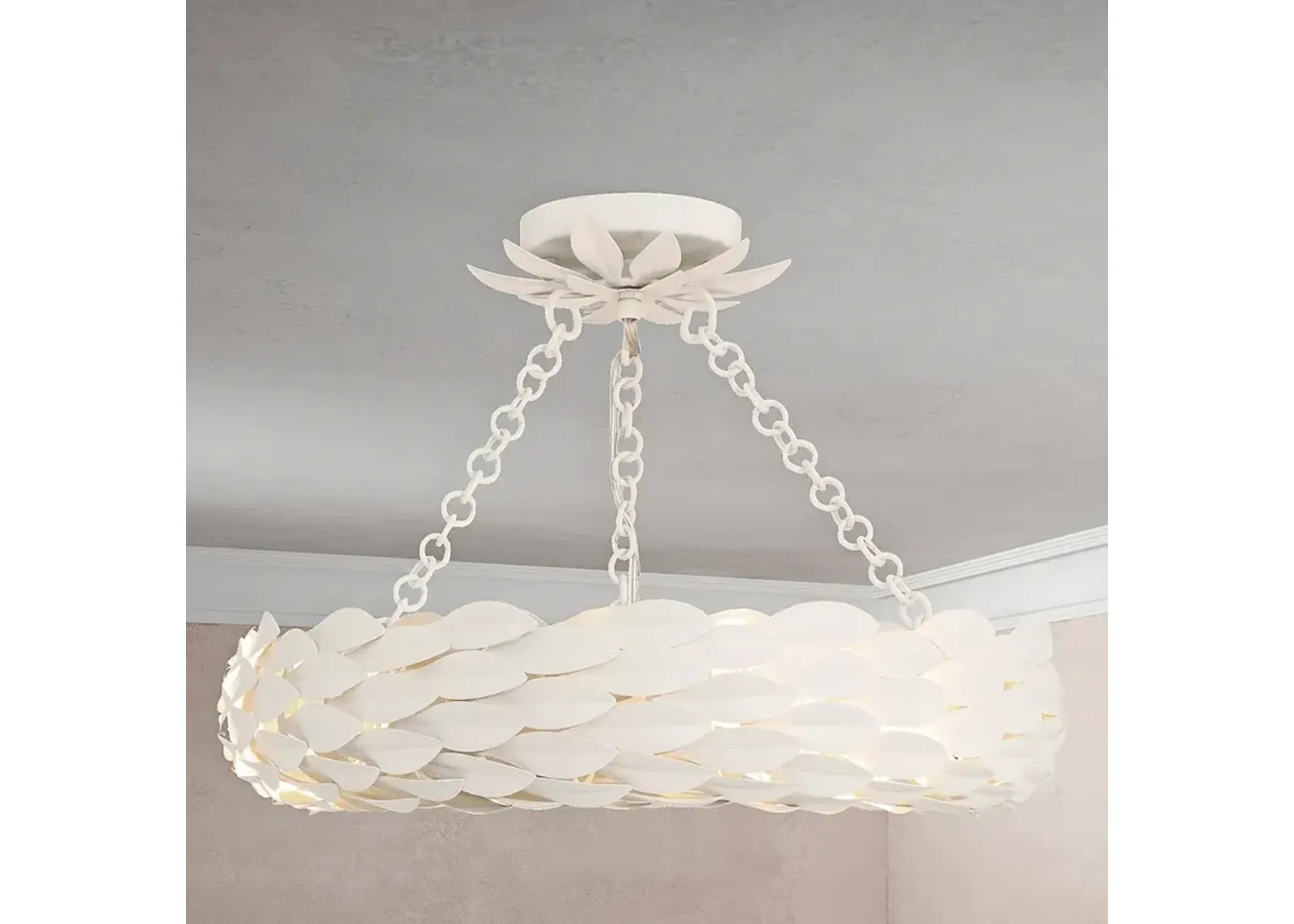 Crystorama Broche 6 Light Matte White Semi Flush Mount