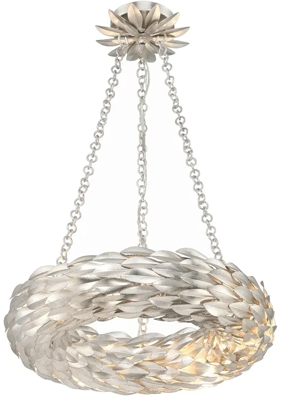 Crystorama Broche 6 Light Antique Silver Chandelier