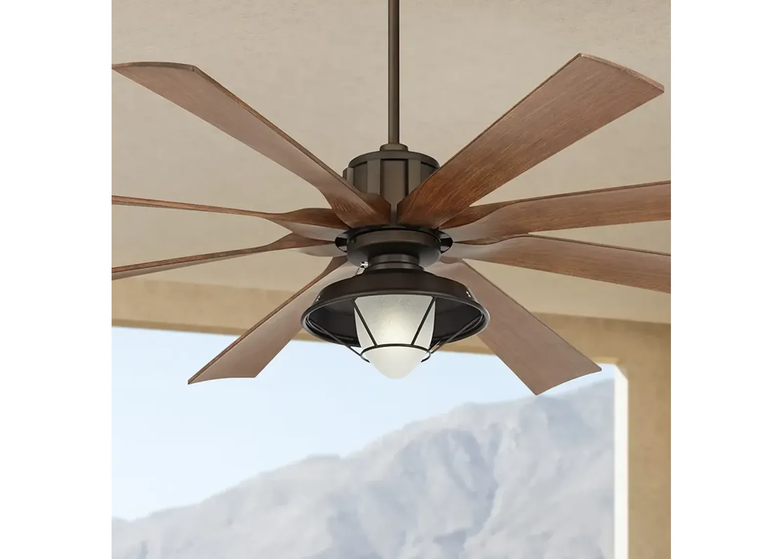 70" Possini Euro Defender Bronze Koa LED Ceiling Fan with Remote