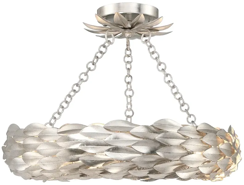 Crystorama Broche 6 Light Antique Silver Semi Flush Mount