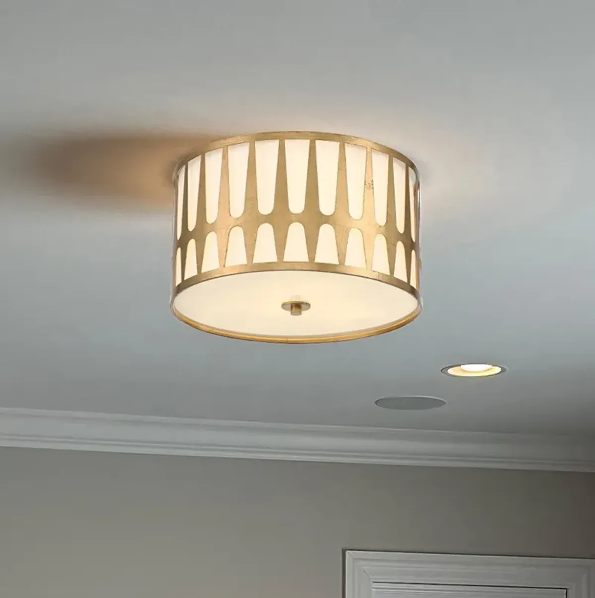 Crystorama Royston 18" Wide Antique Gold Ceiling Light