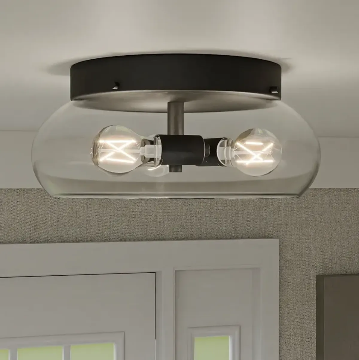 Lucy 3-Light Matte Black Flush Mount Light