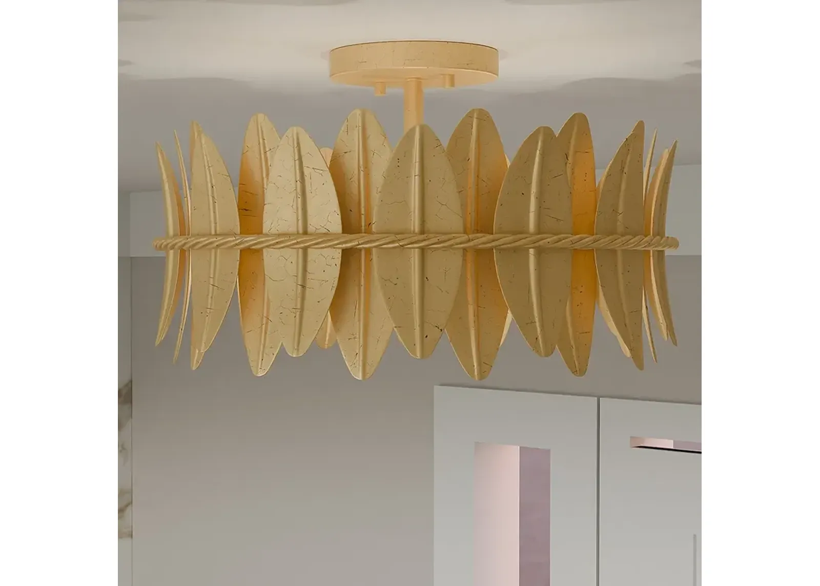 Quoizel Liza 16" Wide Gold Leaf 3-Light Ceiling Light