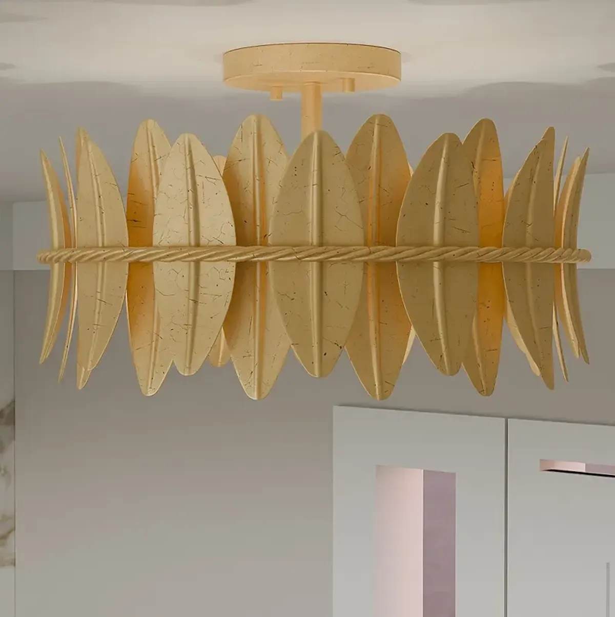 Quoizel Liza 16" Wide Gold Leaf 3-Light Ceiling Light