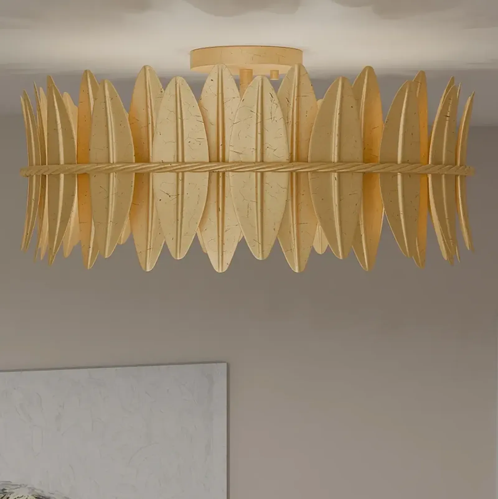 Quoizel Liza 20 1/2" Wide Gold Leaf 4-Light Ceiling Light