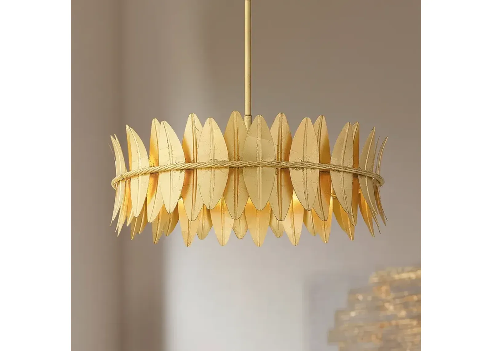 Quoizel Liza 20 1/2" Wide Gold Leaf 4-Light Pendant