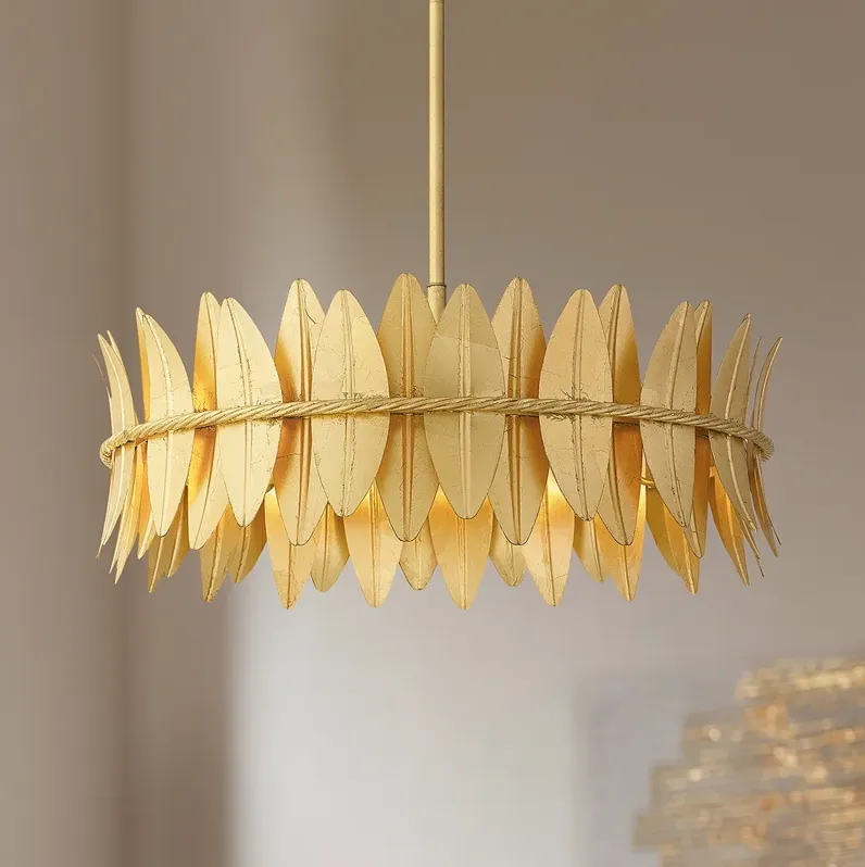 Quoizel Liza 20 1/2" Wide Gold Leaf 4-Light Pendant