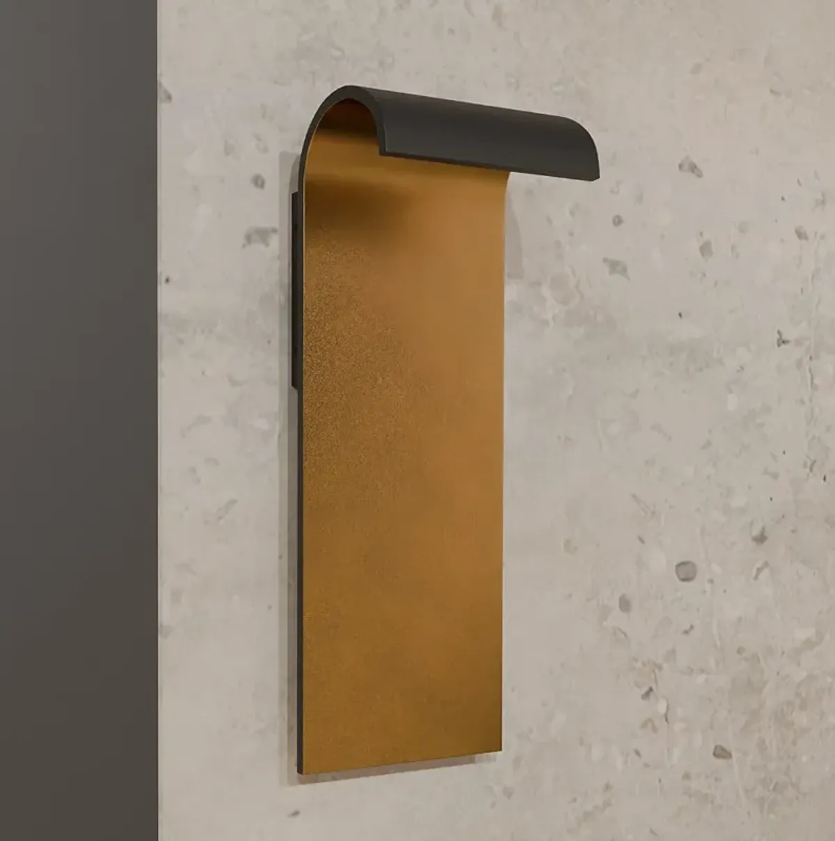 Lunar 16" High Matte Black and Gold LED Outdoor Wall Light