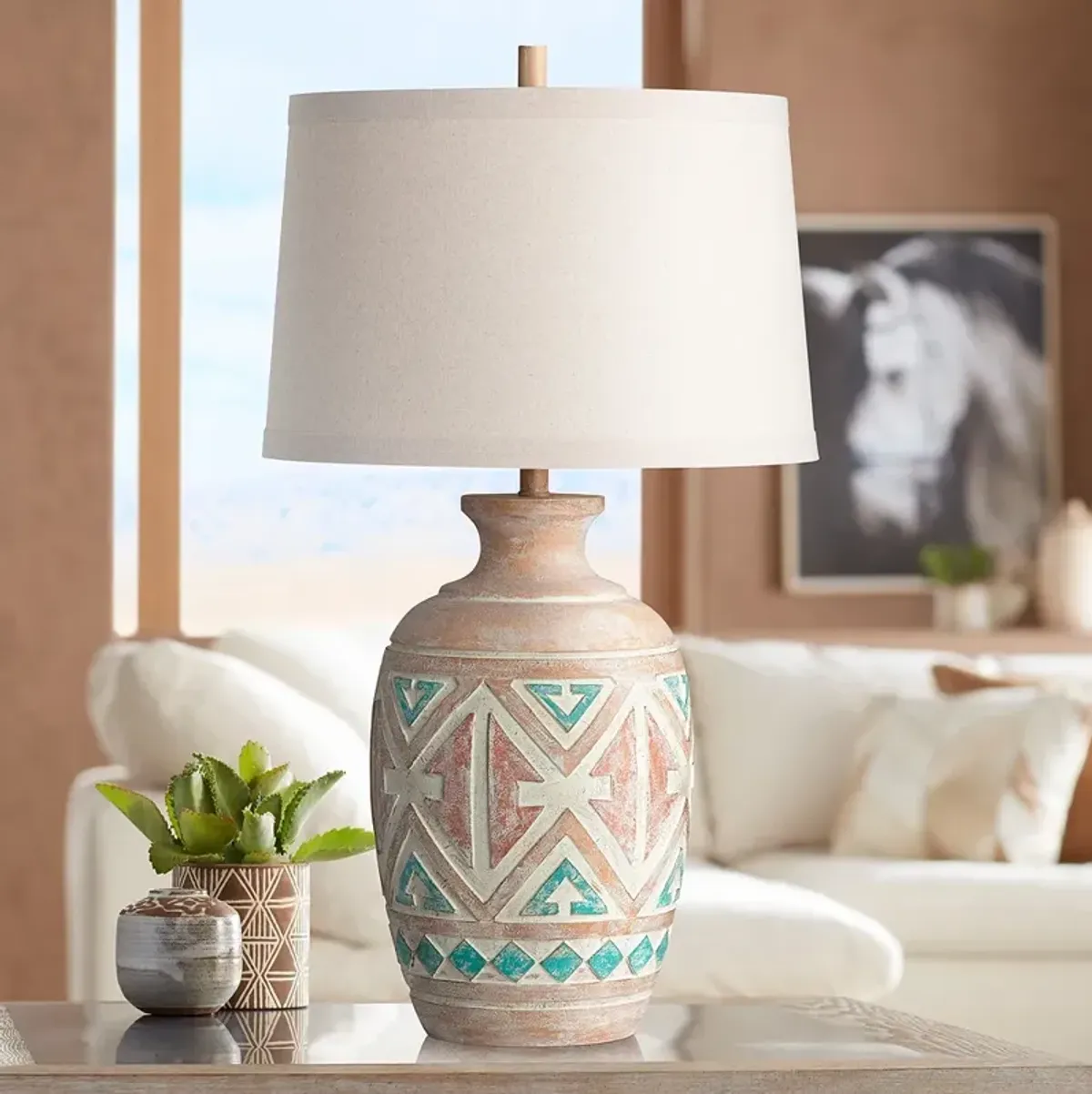 Crestview Collection Sante Fe 32 1/2" High Beige Cast Resin Table Lamp
