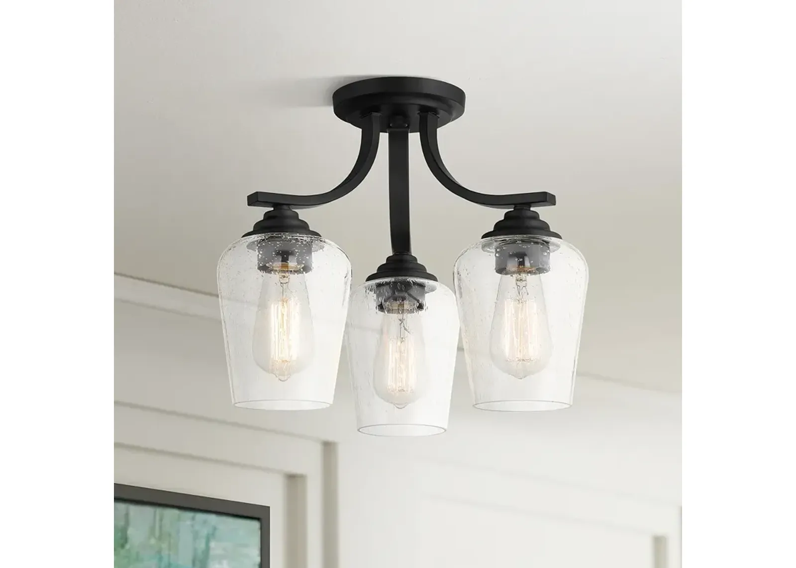 Shyloh 15 1/2" Wide Coal Metal 3-Light Ceiling Light