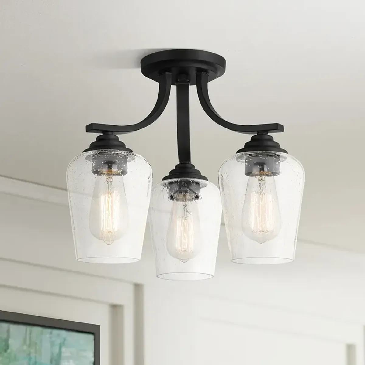 Shyloh 15 1/2" Wide Coal Metal 3-Light Ceiling Light