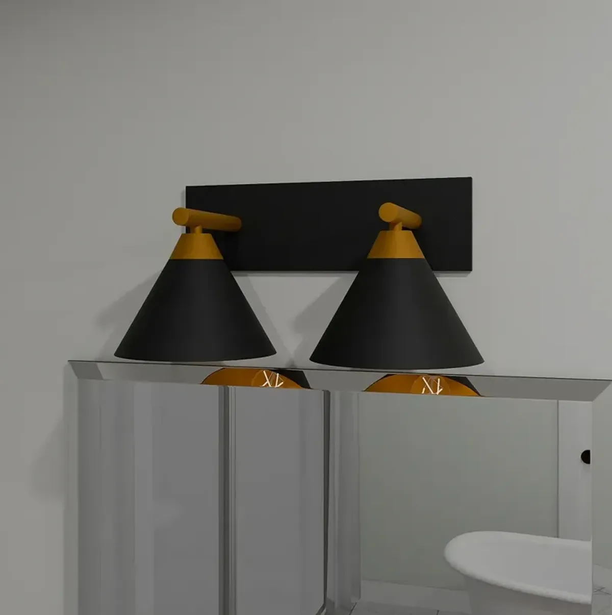 Mastro 2-Light Matte Black Bath Light