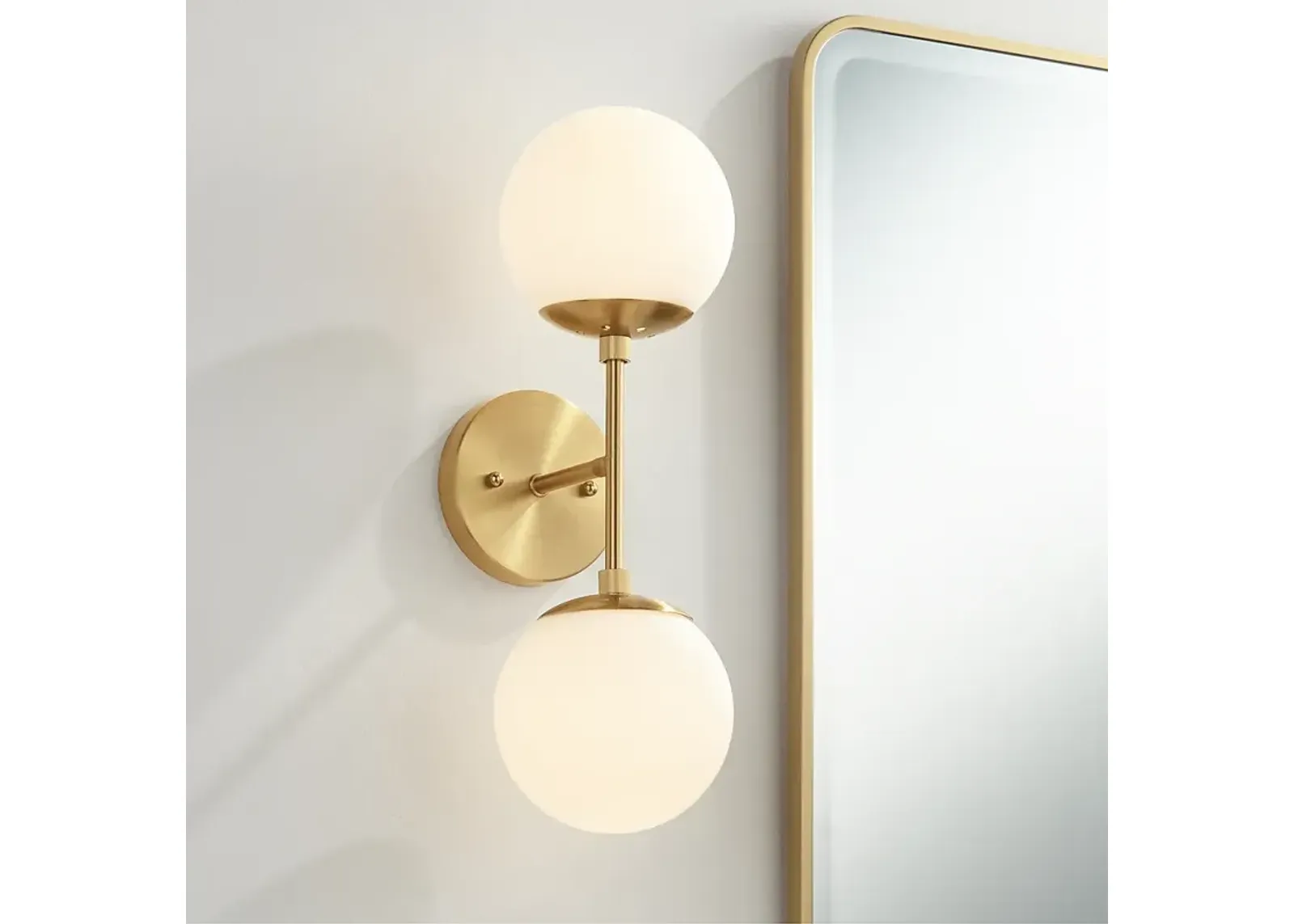 Possini Euro Oso 18" High Gold Opal Glass 2-Light Wall Sconce