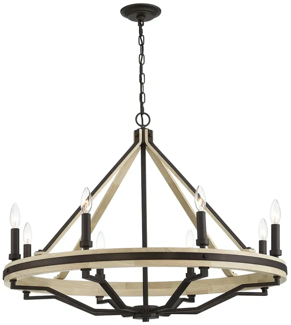 Minka-Lavery Sonoma 8-Light 34-in Bronze and Natural Solid Wood Chandelier