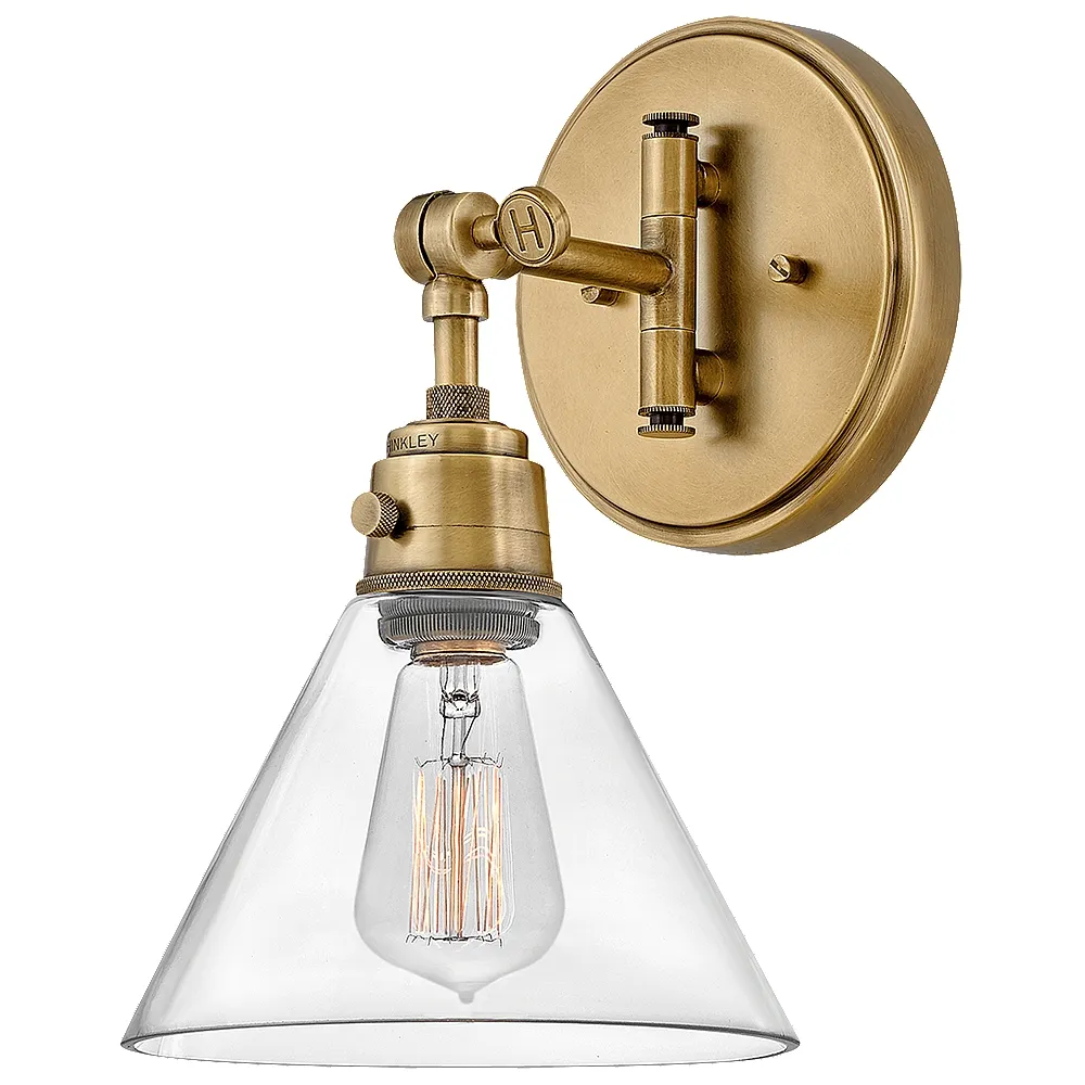 Hinkley Arti 12.3" High Brass with Clear Shade Wall Sconce
